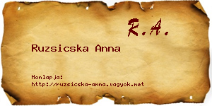 Ruzsicska Anna névjegykártya