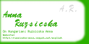 anna ruzsicska business card